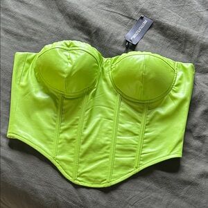 PrettyLittleThing Neon Lime Strapless Bustier Top